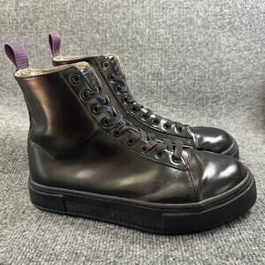 Eytys Women's Kibo Black Leather Boots Combat Platform Punk Grunge High Top 9